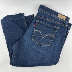 Levi's 545 Capri Jeans Women's 16 Blue Denim Stretch Cropped Embroidered Casual